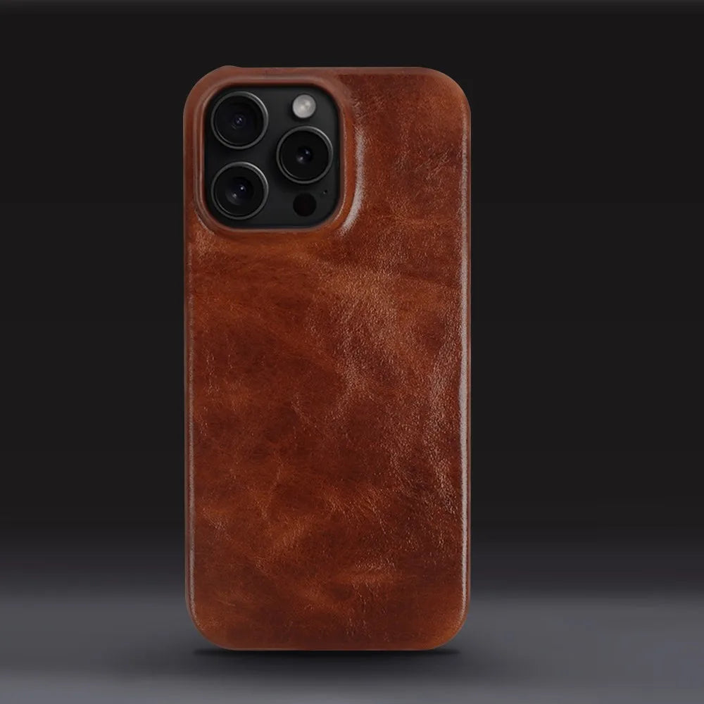 Handcrafted Genuine Cowhide Leather iPhone Case with Secure Grip