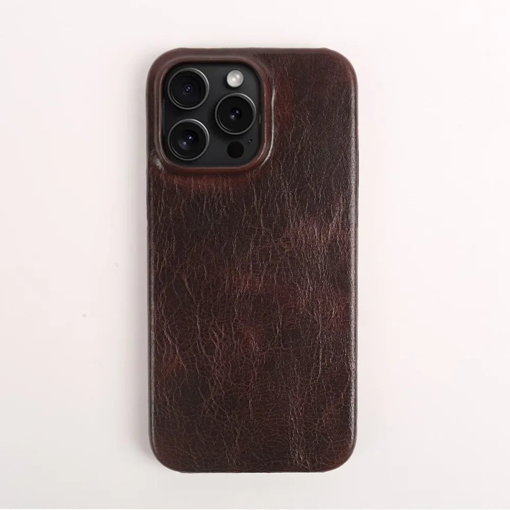 Handcrafted Genuine Cowhide Leather iPhone Case with Secure Grip