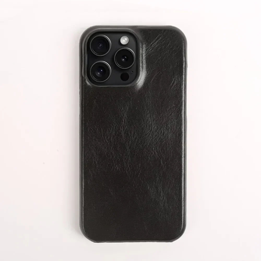 Handcrafted Genuine Cowhide Leather iPhone Case with Secure Grip