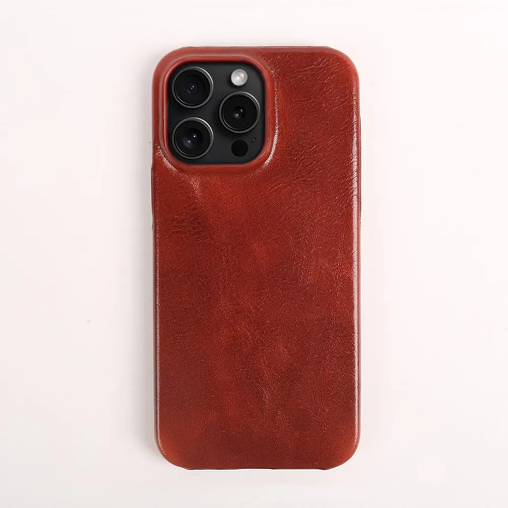 Handcrafted Genuine Cowhide Leather iPhone Case with Secure Grip