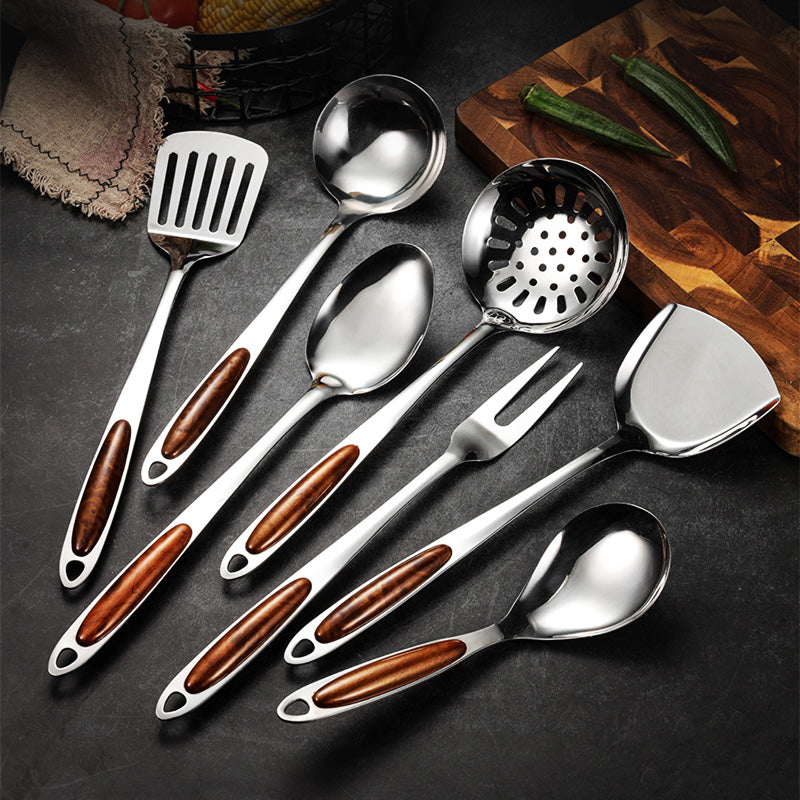 Stainless Steel Kitchen Utensil Set with Comfortable Grip – Essential Tools for Cooking