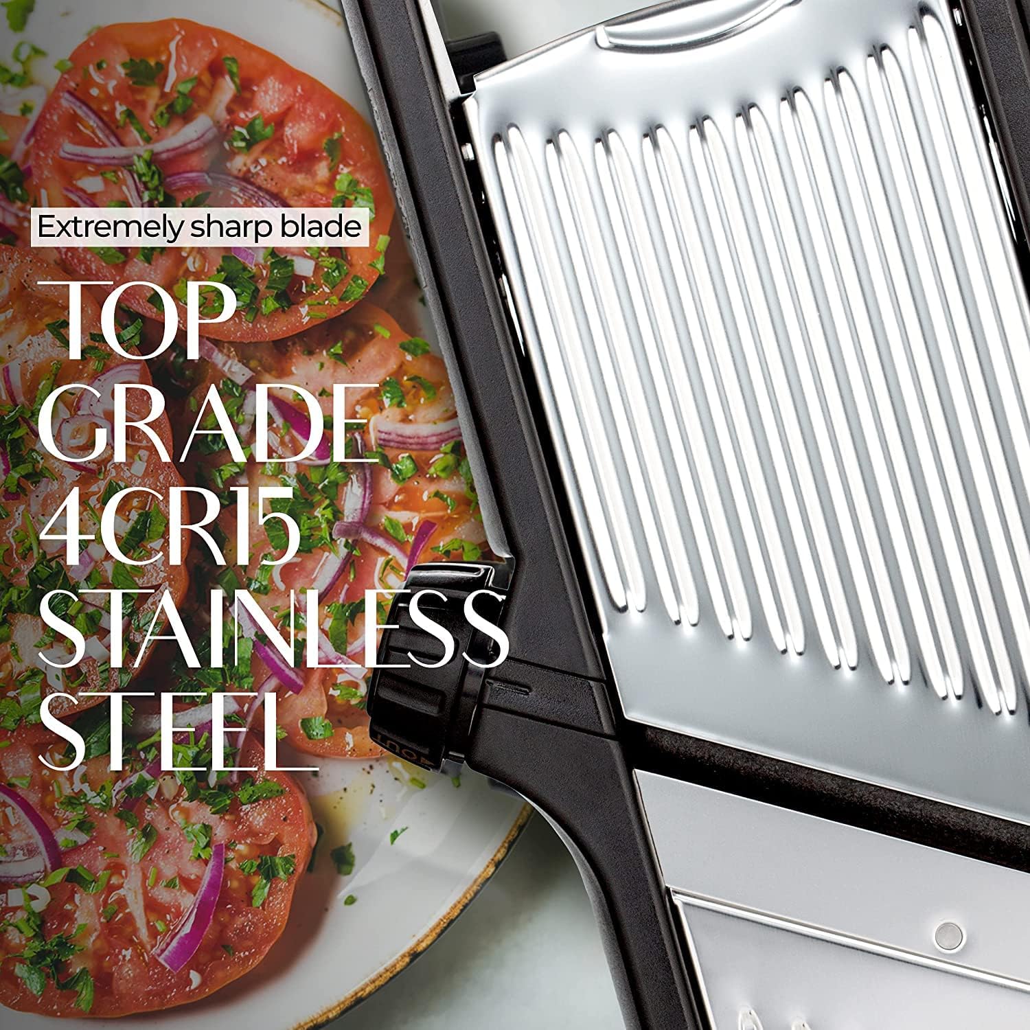 Vegetable Slicer with Stainless Steel Blade & Safety Gloves for Easy Meal Prep