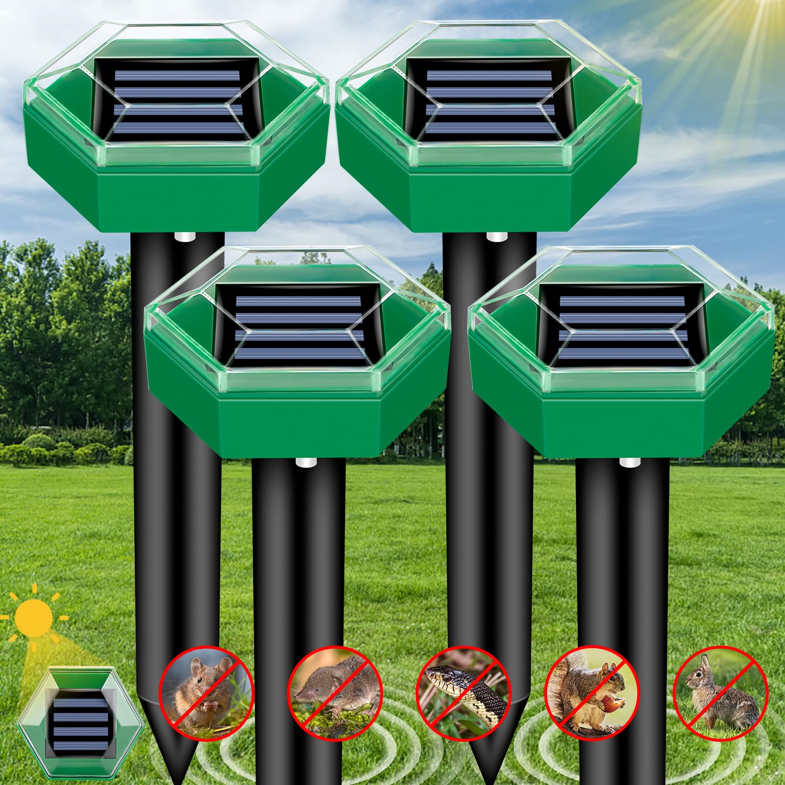 4-Pack Ultrasonic Repellers for Moles