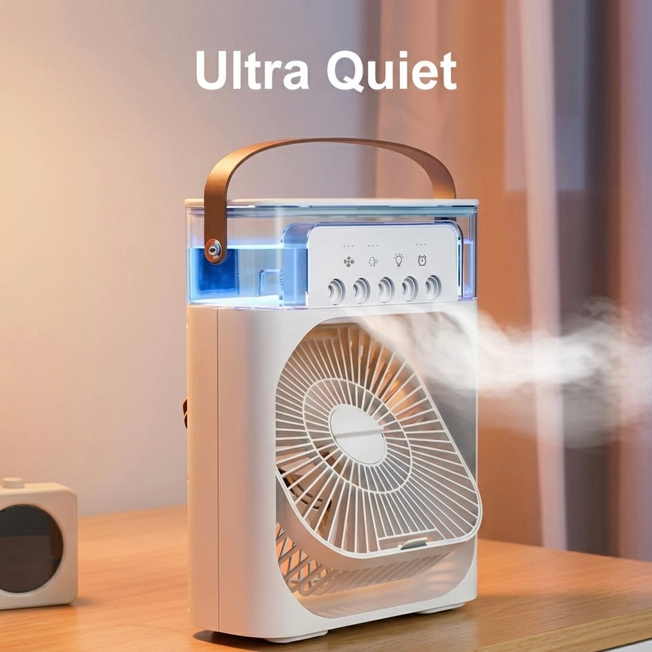 Compact USB Air Cooler and Humidifier – 600ml Reservoir, 3 Fan & Mist Speeds, 10W