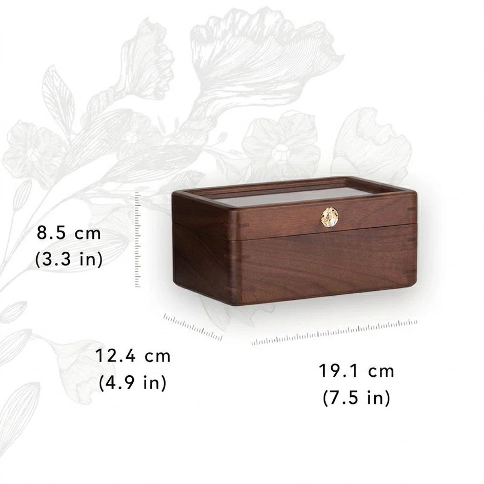 Walnut Watch Storage Case with Glass Lid | Soft Cushions | 3, 5 & 10 Slots