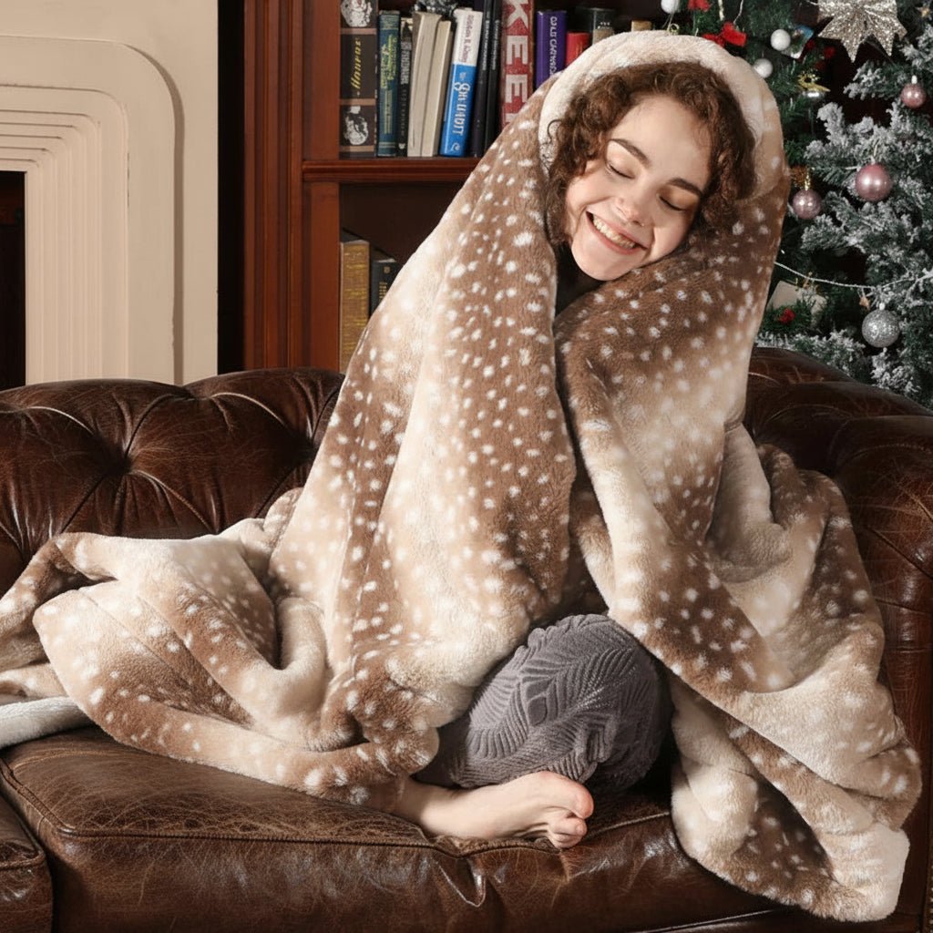 SnuggleNest Reversible Plush Blanket with Nature-Inspired Design