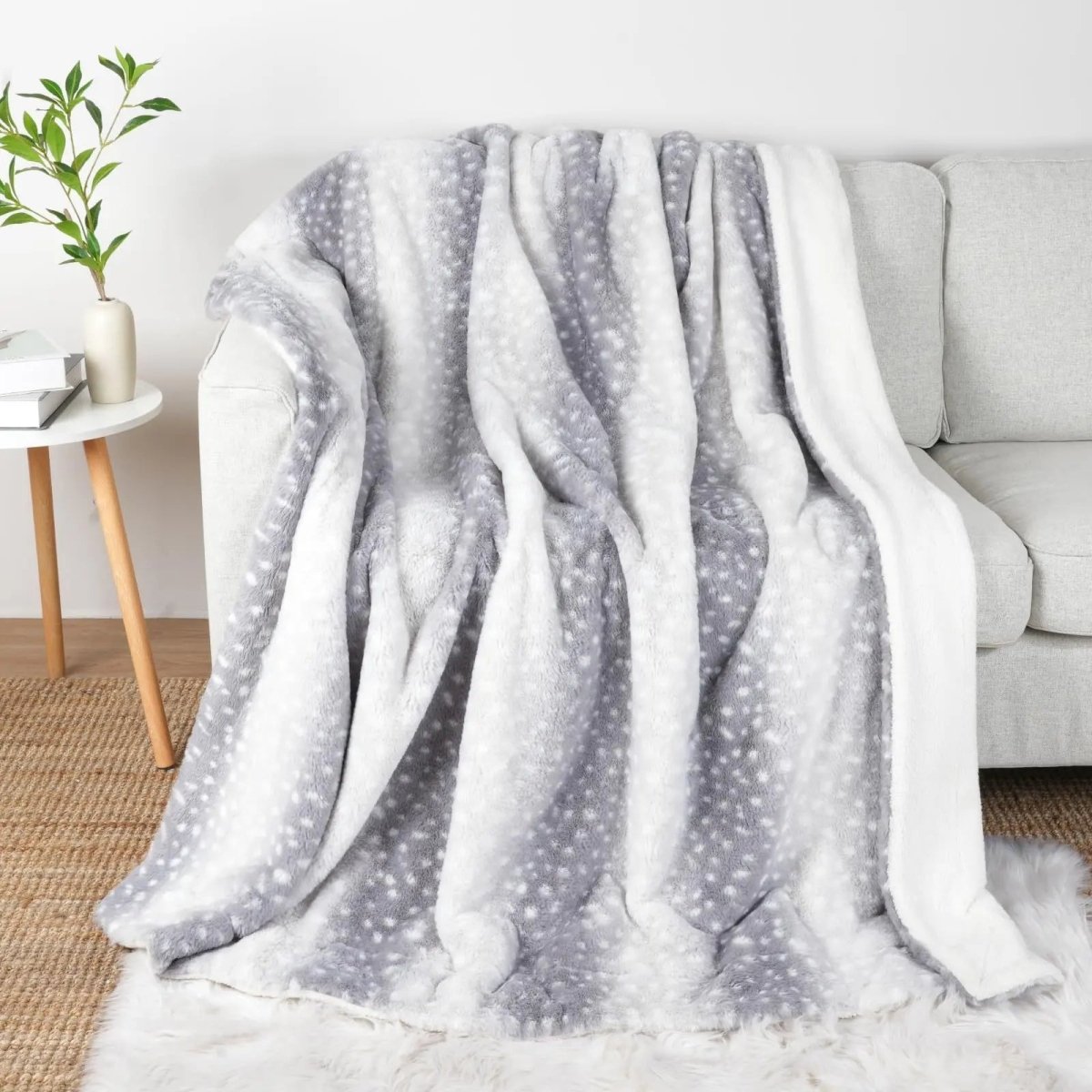 SnuggleNest Reversible Plush Blanket with Nature-Inspired Design