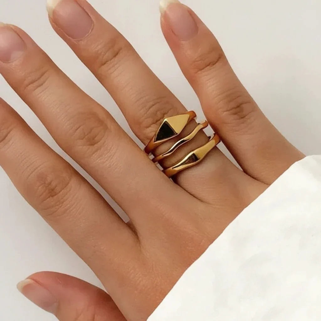 Elegant Gold Stackable Ring Crafted from Stainless Steel