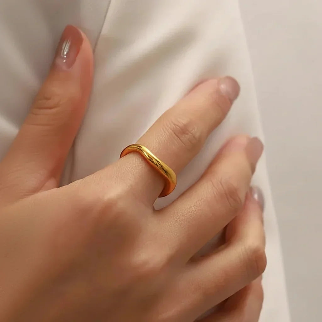 Elegant Gold Stackable Ring Crafted from Stainless Steel