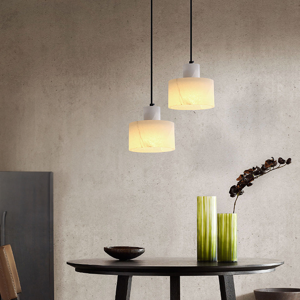 LumiStone Pendant Light: Chic White Marble Glow for Any Room