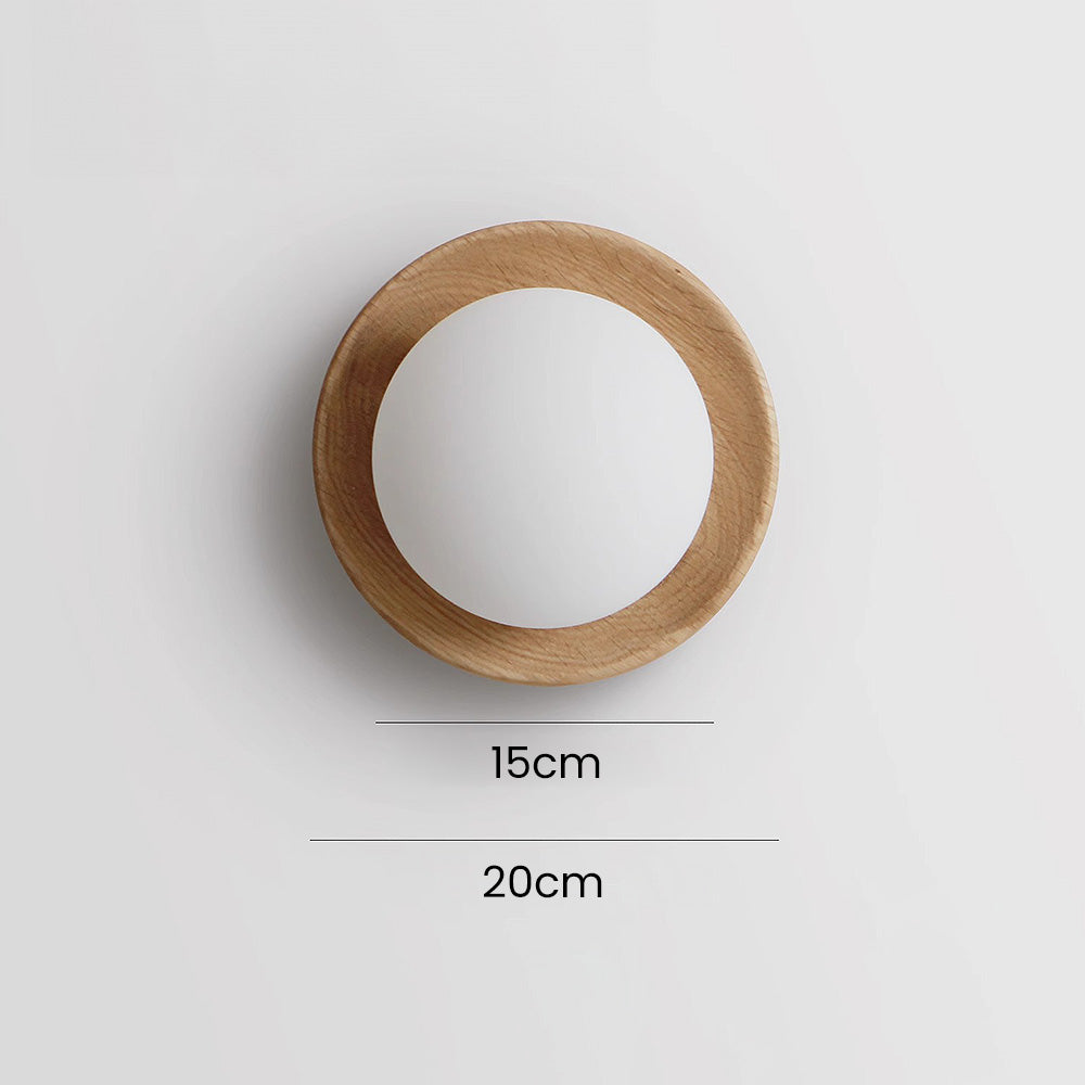 Simple White Natural Wood Wall Light