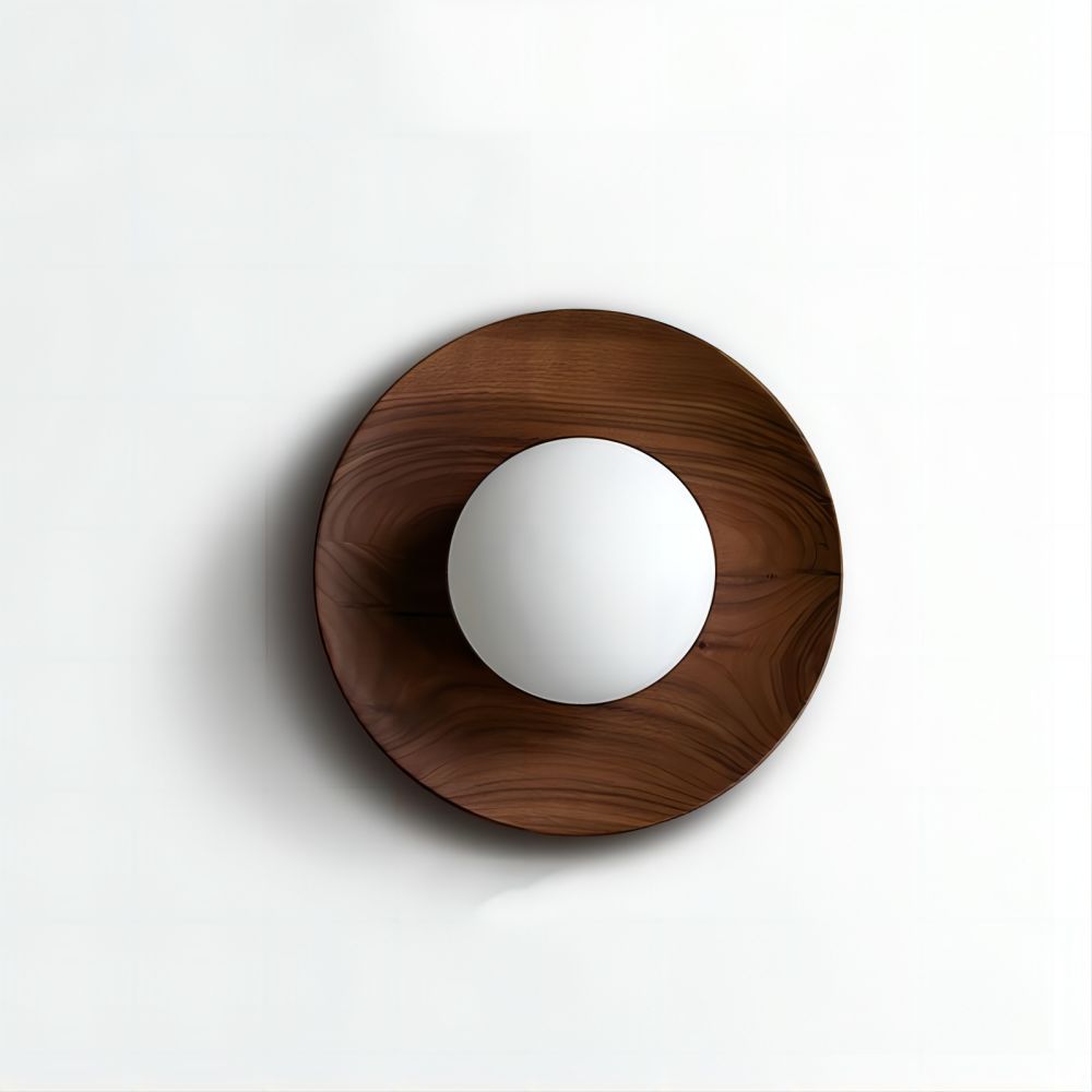 Simple White Natural Wood Wall Light