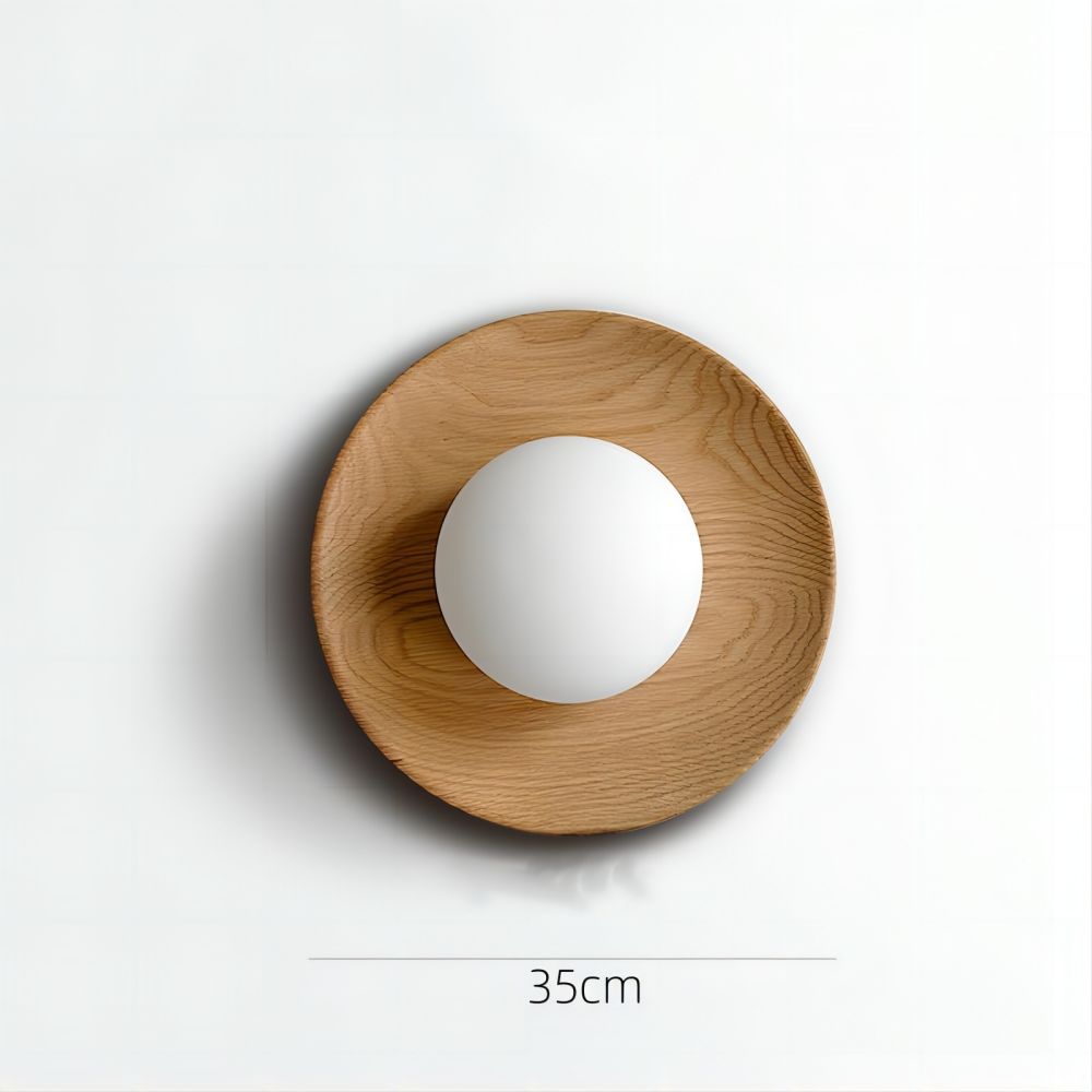 Simple White Natural Wood Wall Light