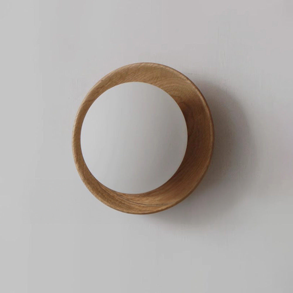 Simple White Natural Wood Wall Light