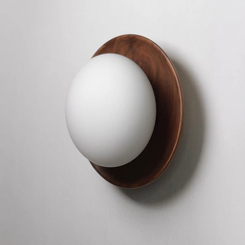 Simple White Natural Wood Wall Light