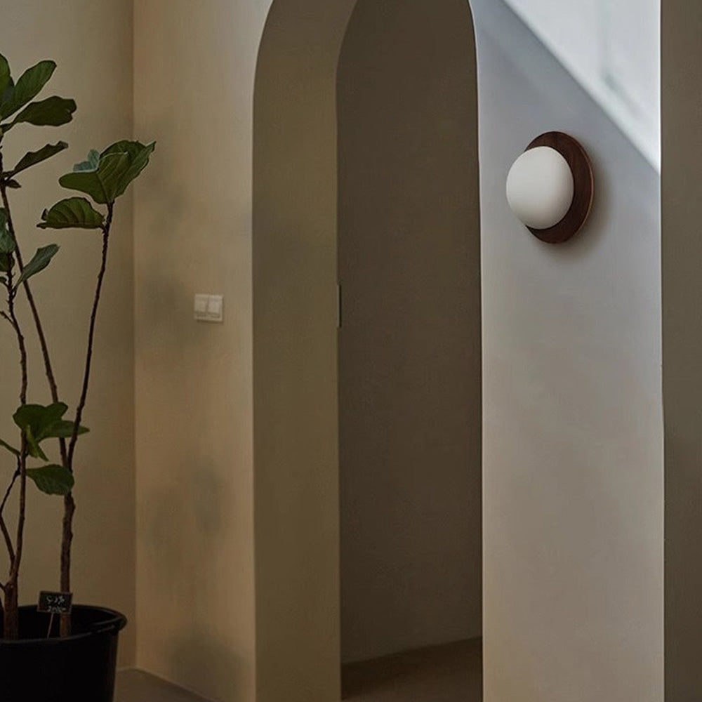 Sleek White Wall Fixture with Elegant Wood Accents