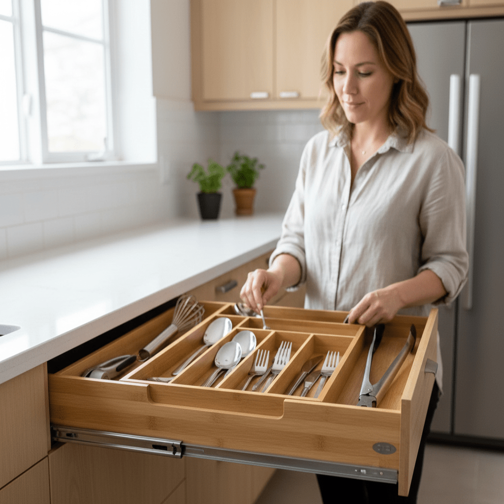 EcoSmart Adjustable Kitchen Drawer Organizer for Clutter-Free Spaces
