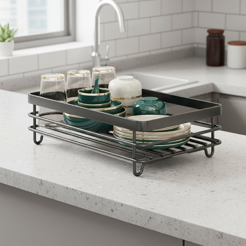 Space-Saving Stainless Steel Dish Drying Rack for Compact Kitchens