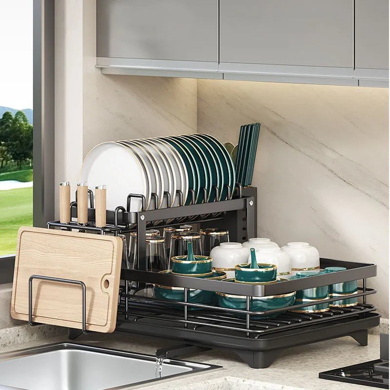 Space-Saving Stainless Steel Dish Drying Rack for Compact Kitchens