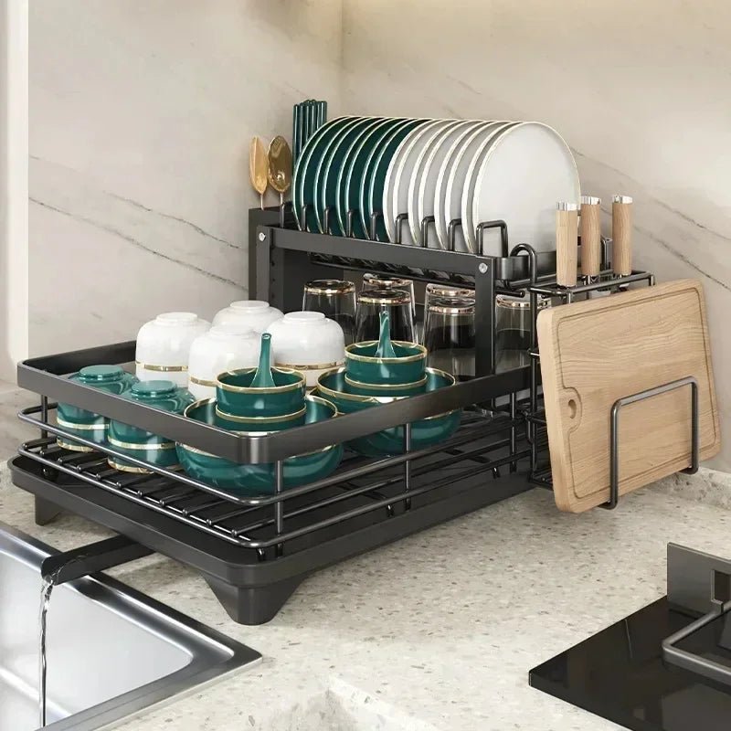 Space-Saving Stainless Steel Dish Drying Rack for Compact Kitchens