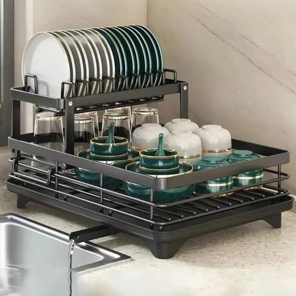 Compact Stainless Steel Dish Rack - Efficient Kitchen Organizer