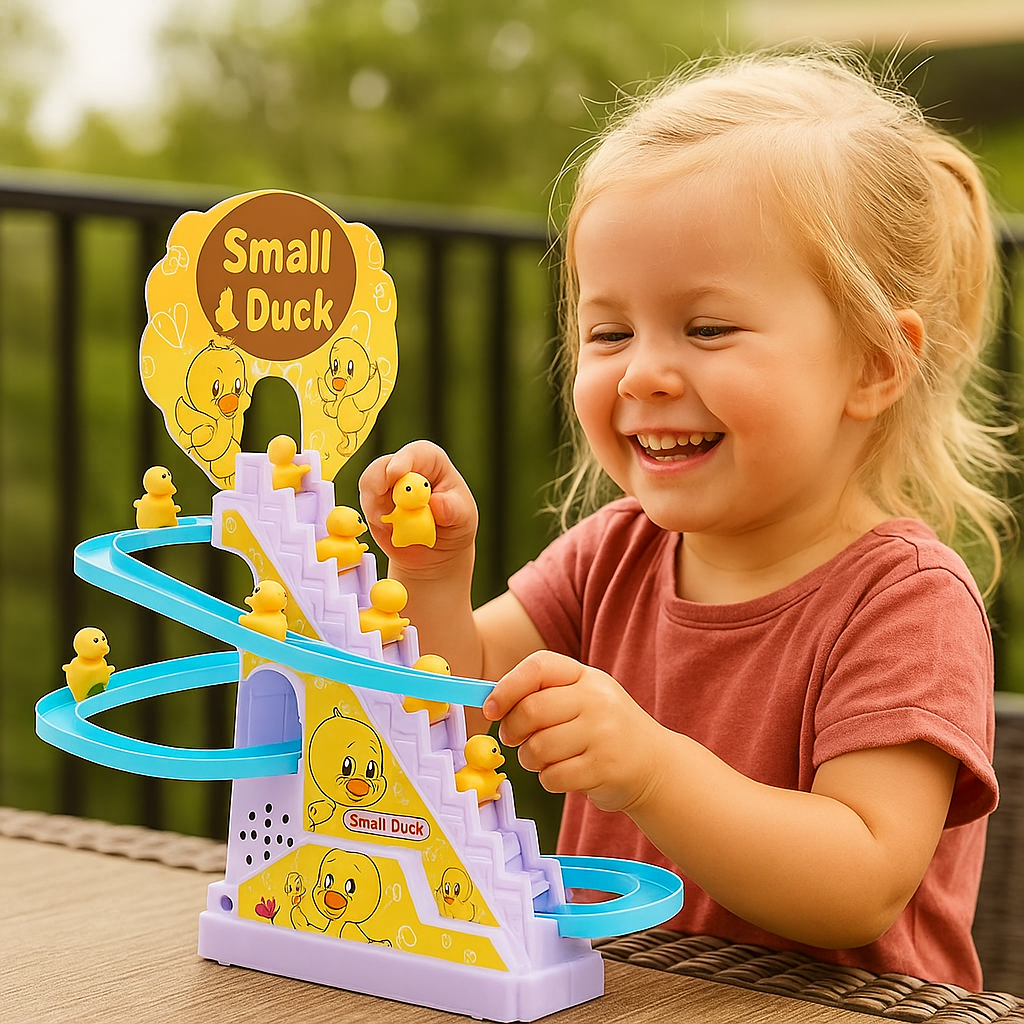Interactive Duck Slide Playset with Music and Lights for Kids