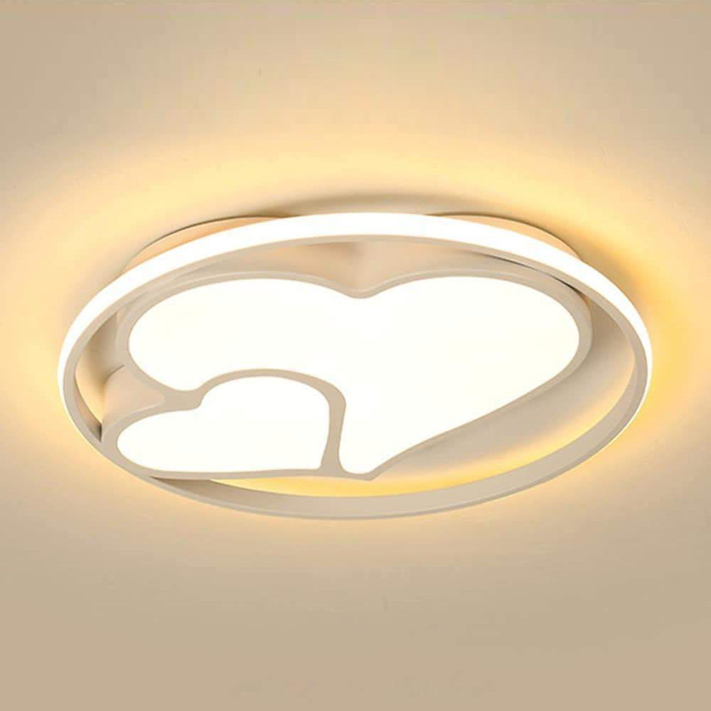 2 Heart Circle Dimmable LED Modern Flush Mount Ceiling Light with Remote Control