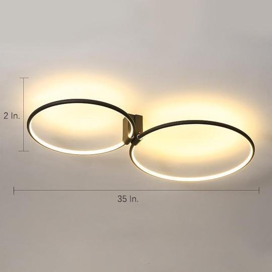 2-Light Circle Metal Abstract LED Flush Mount Ceiling Light for Bedroom