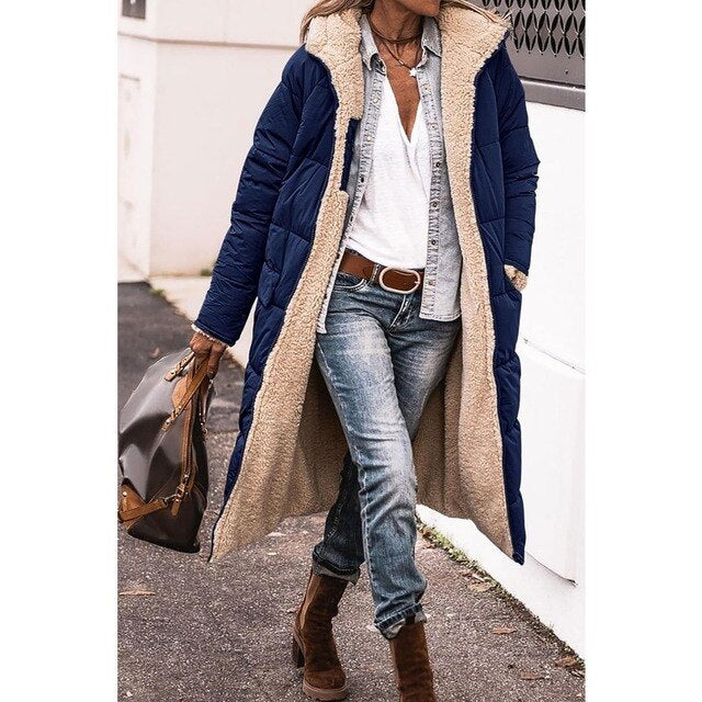 Women’s Reversible Long Puffer Jacket | Sherpa Lining & Quilted Design | High-Quality Fabric | Cozy Warmth