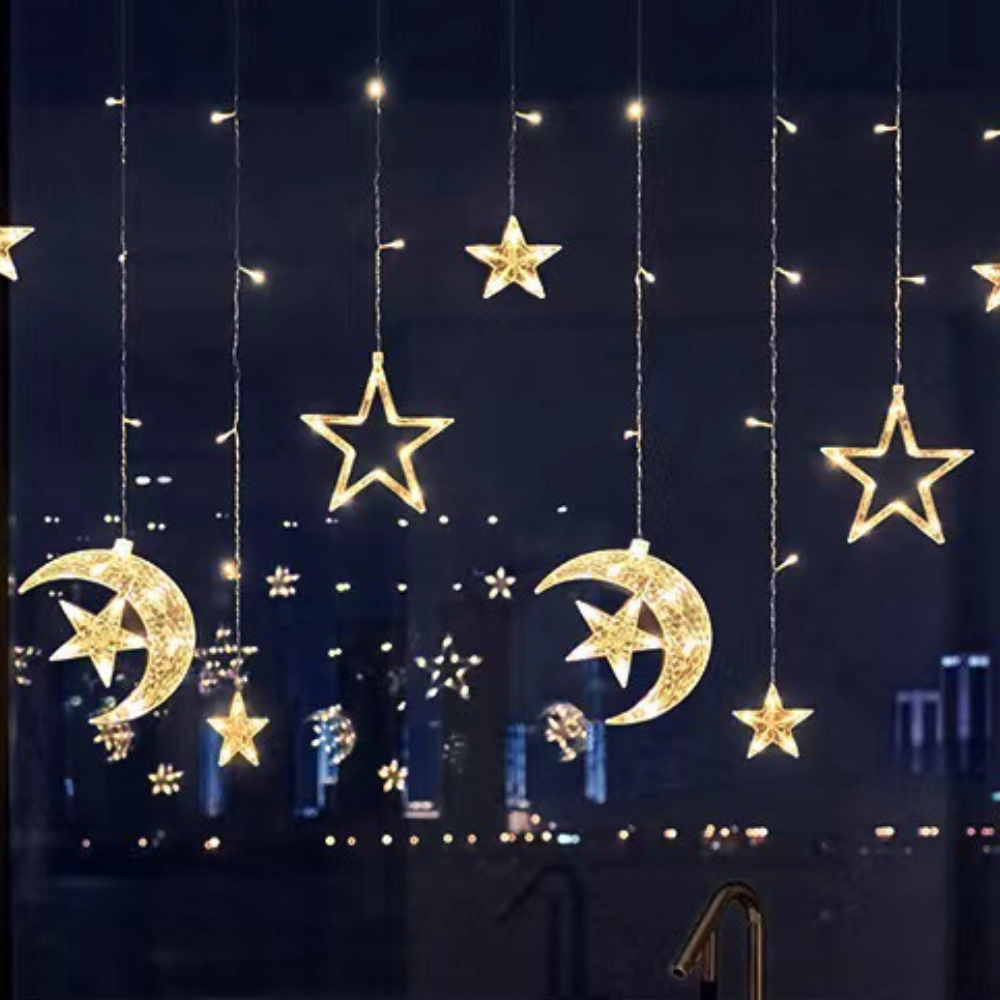 Cozy White Star Curtain Lights for Holiday Celebrations