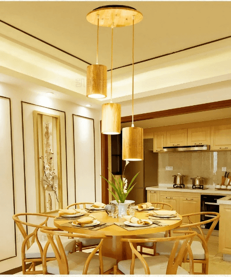 Handmade Designer Simple Wood Pendant Light - Taavita Kitchen Island Light
