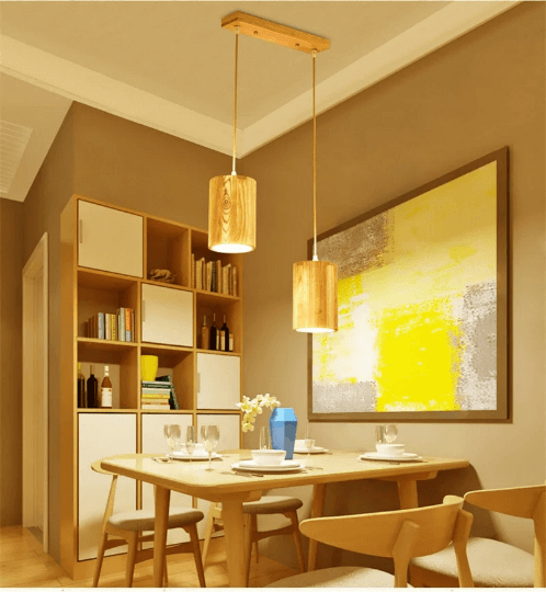 Handmade Designer Simple Wood Pendant Light - Taavita Kitchen Island Light
