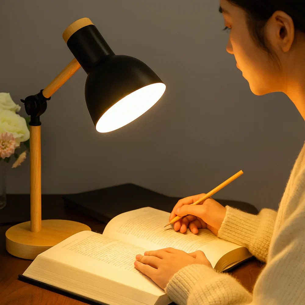 Elegant Adjustable Wooden Desk Lamp for Perfect Lighting