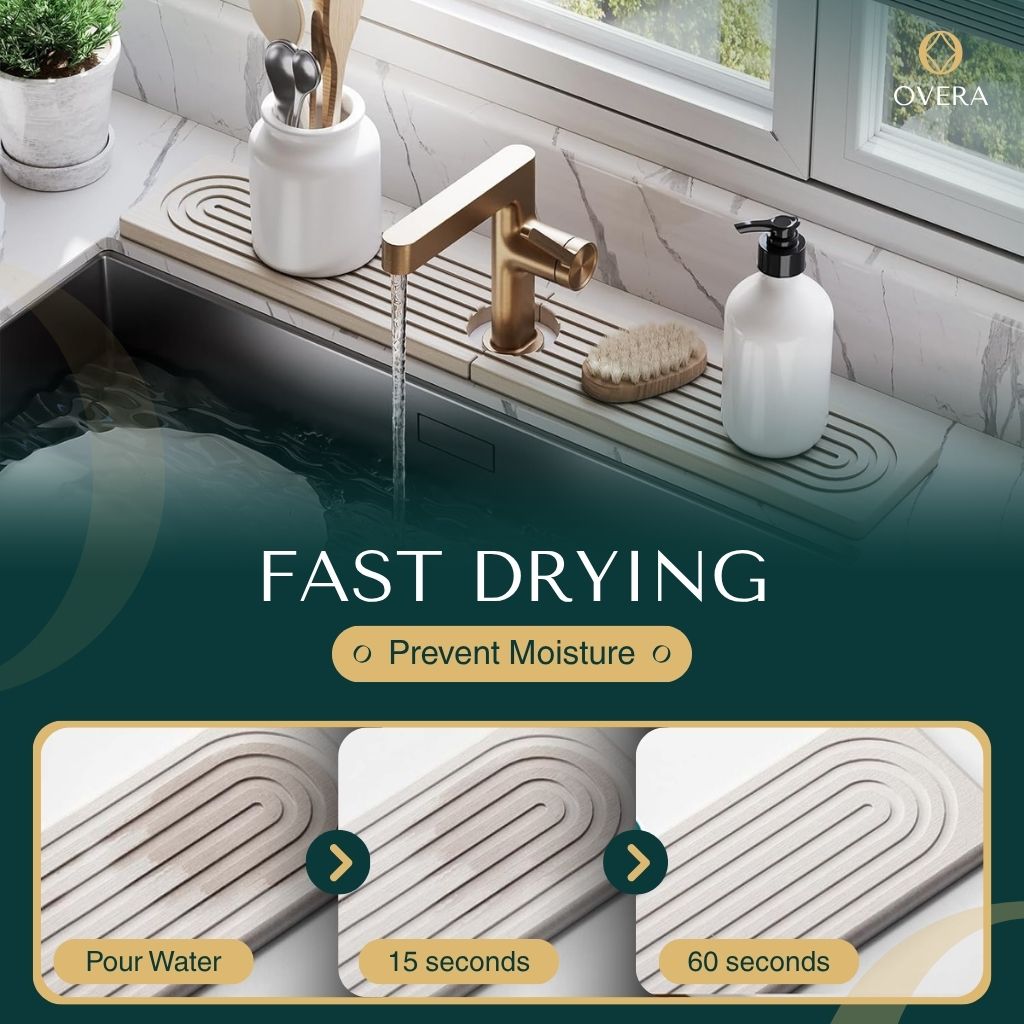 Stylish Diatomite Sink Mat - Highly Absorbent Kitchen Protector for Quick Spill Cleanup