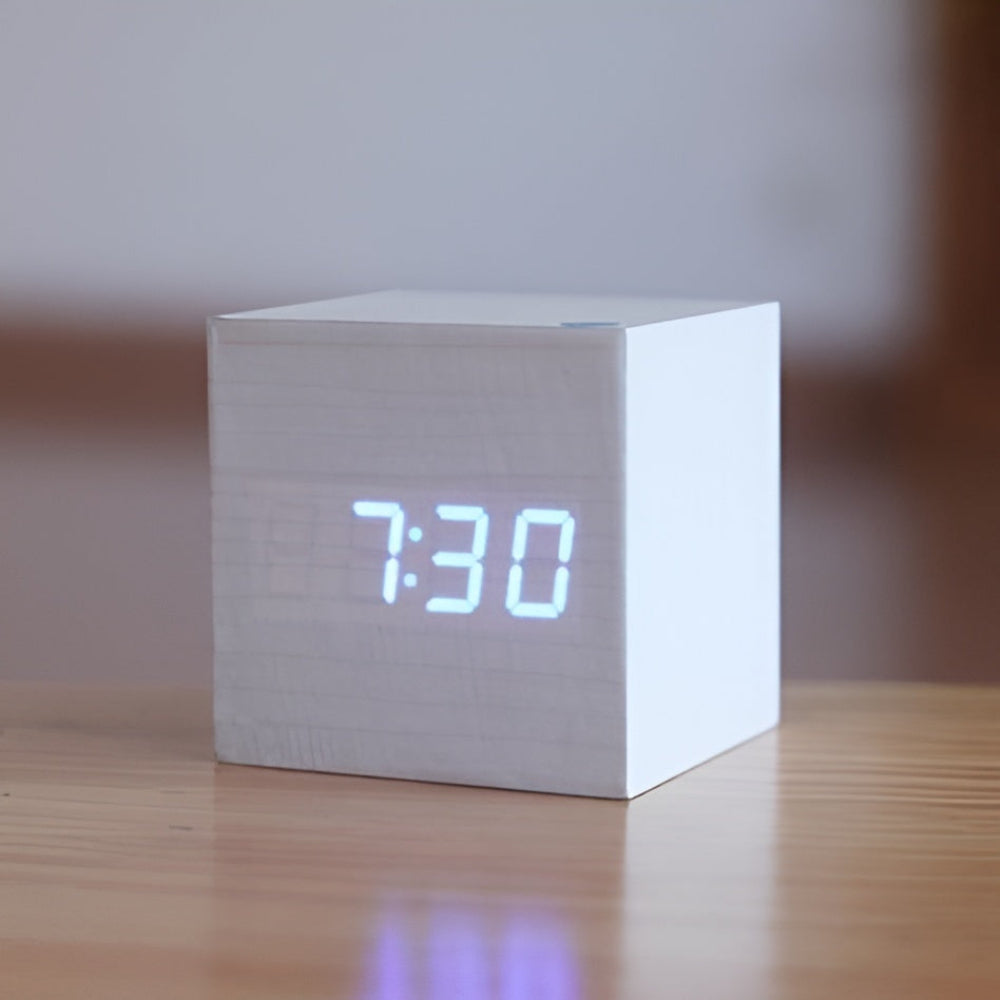 Sleek Natural Wood LED Timepiece for Modern Spaces