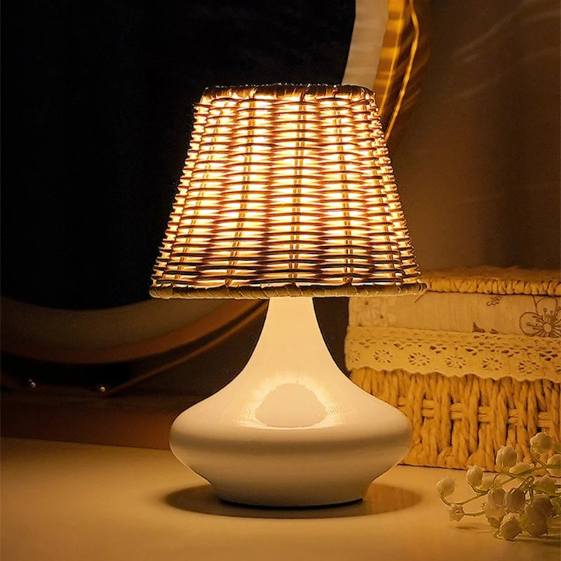 Adjustable USB LED Lamp with Elegant Bamboo Shade - Perfect for Any Space