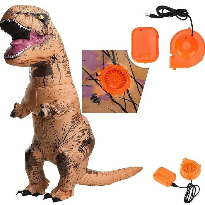 Inflatable T-Rex Costume with Built-In Blower Fan for Parties and Events