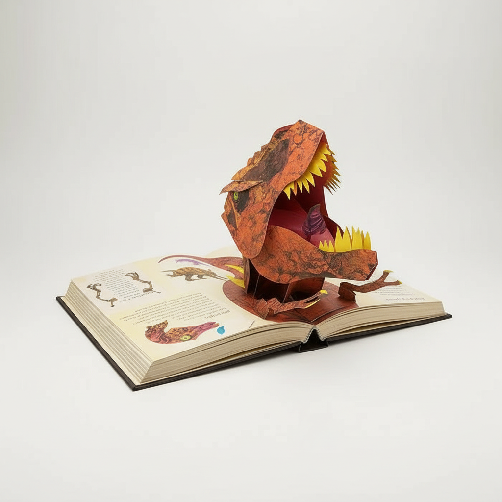 3D Pop-up Book on Dinosaurs with Durable Pages & Bright Illustrations for Children