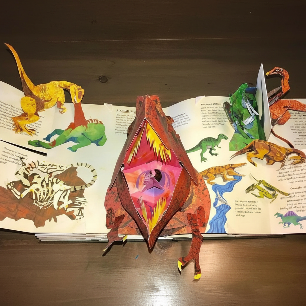 3D Pop-up Book on Dinosaurs with Durable Pages & Bright Illustrations for Children