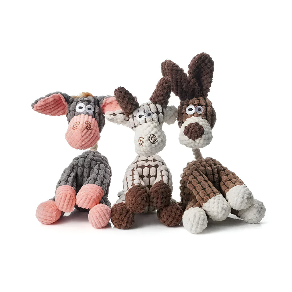Interactive Plush Animal Rope Dog Chew Toy with Squeaker