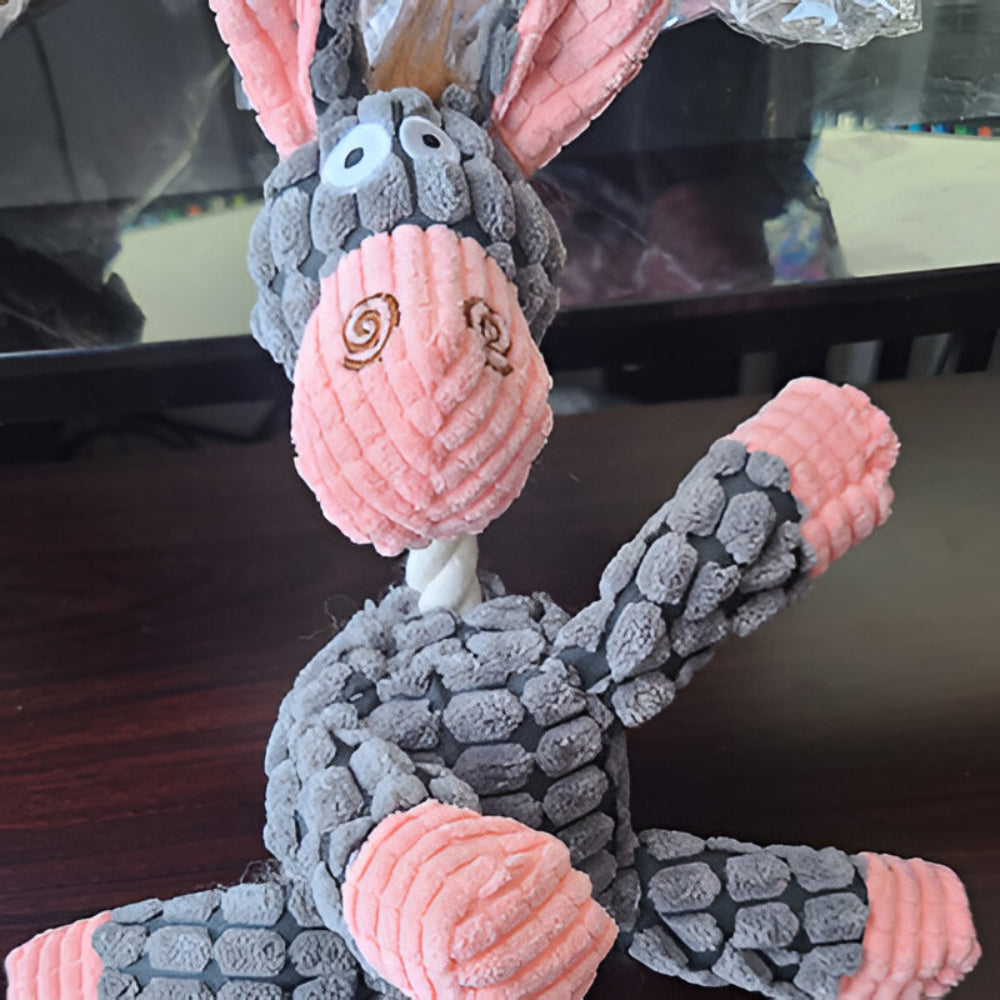 Interactive Plush Animal Rope Dog Chew Toy with Squeaker