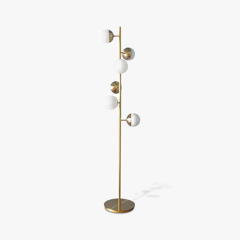 LuxeSphere LED Floor Lamp with Glass Accents on Gold Stand