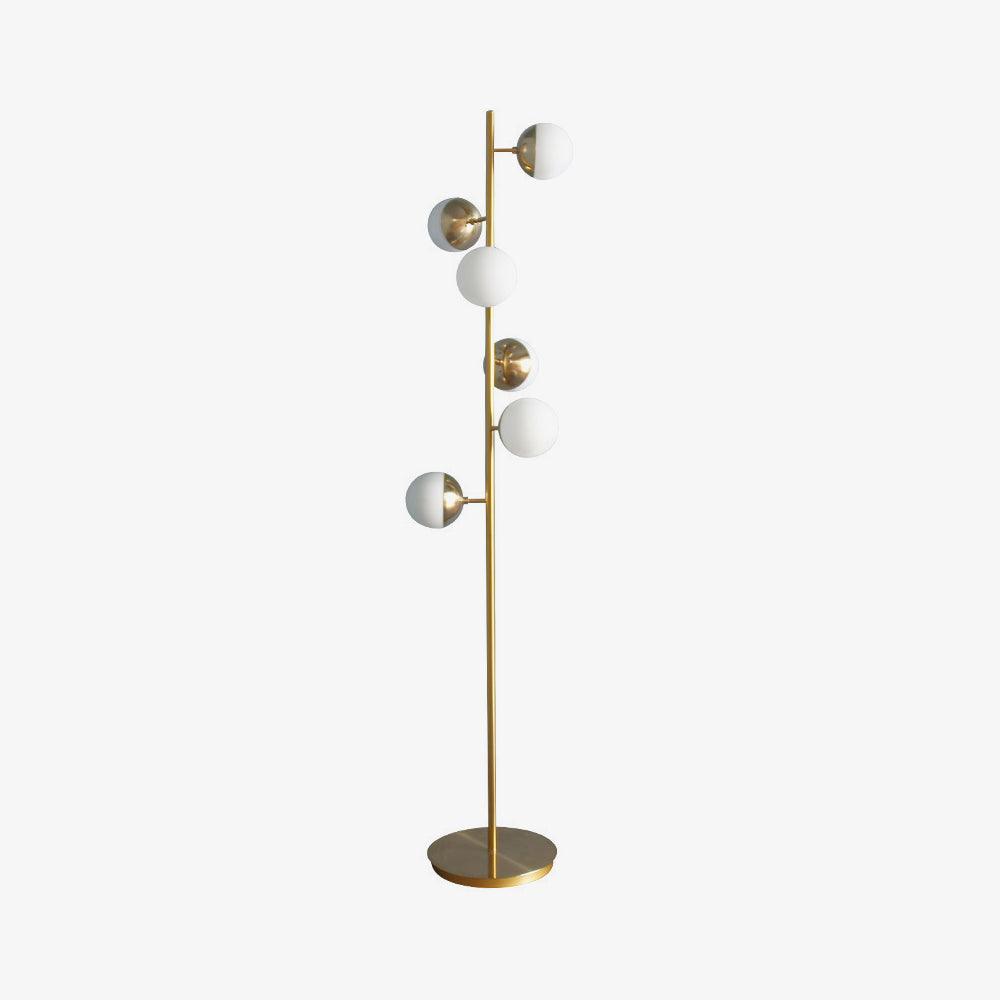 LuxeSphere LED Floor Lamp with Glass Accents on Gold Stand