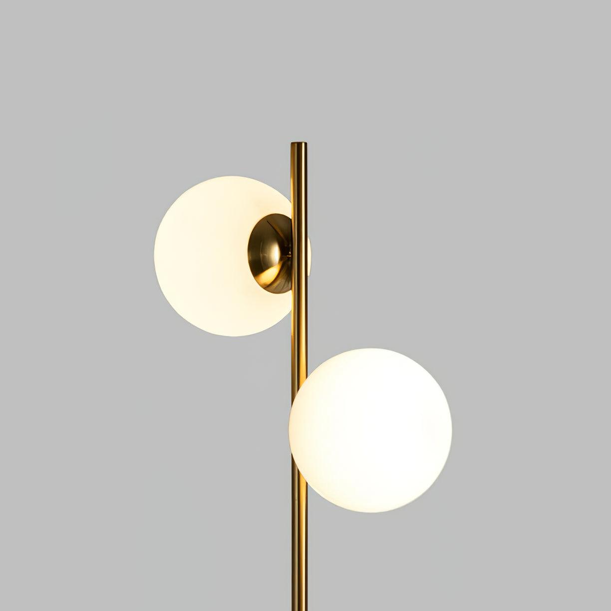 LuxeSphere LED Floor Lamp with Glass Accents on Gold Stand
