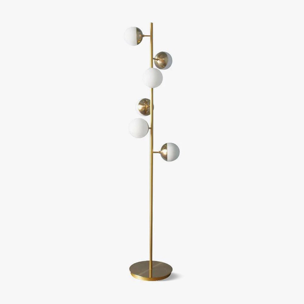 LuxeSphere LED Floor Lamp with Glass Accents on Gold Stand
