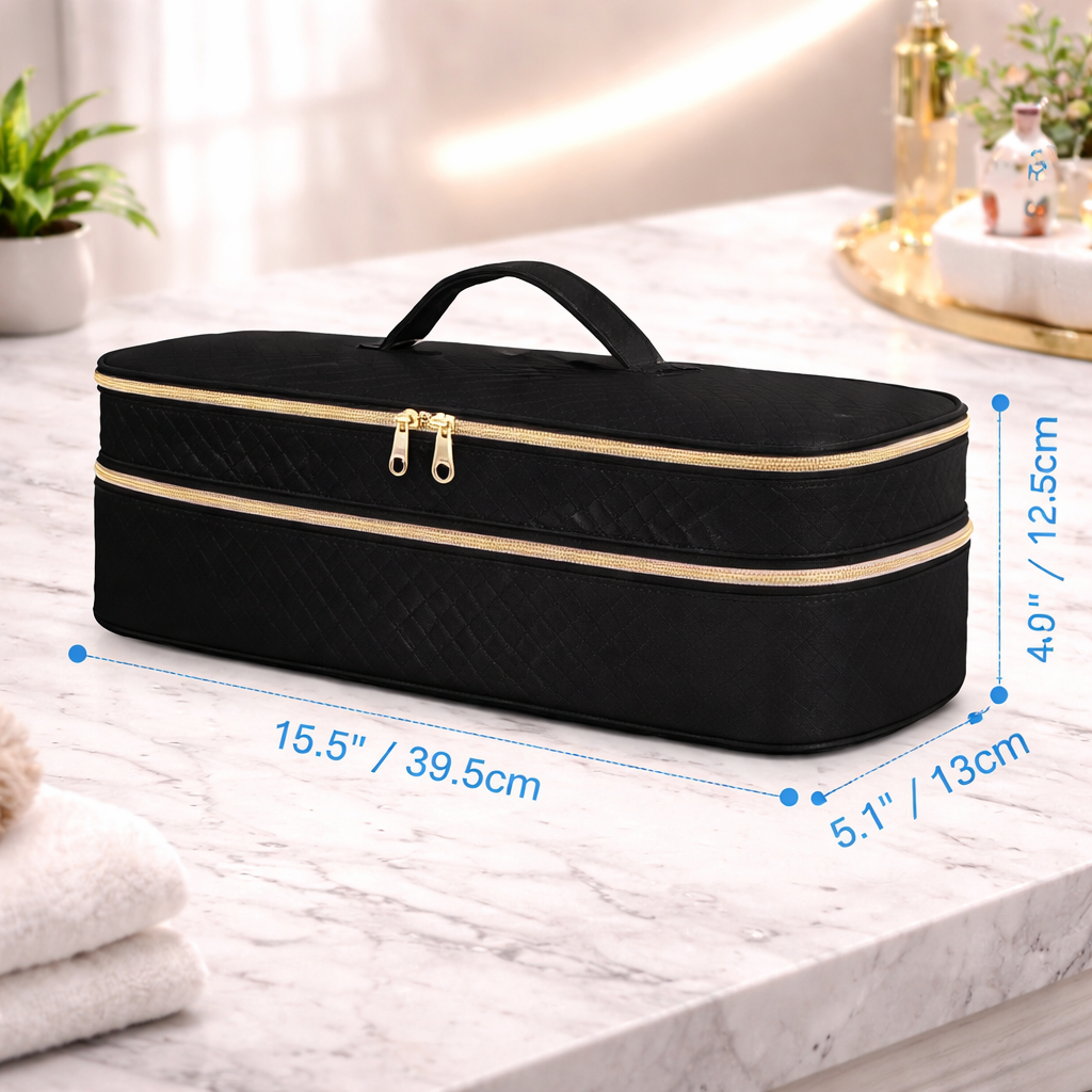Dual-Compartment Travel Case for Hair Styling Essentials