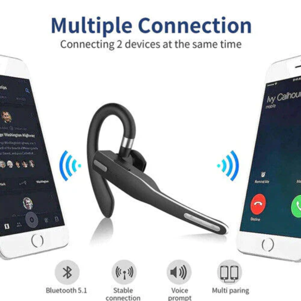 Bluetooth 5.1 Wireless Headset for Truckers with Dual Mic & Hands-free Calling
