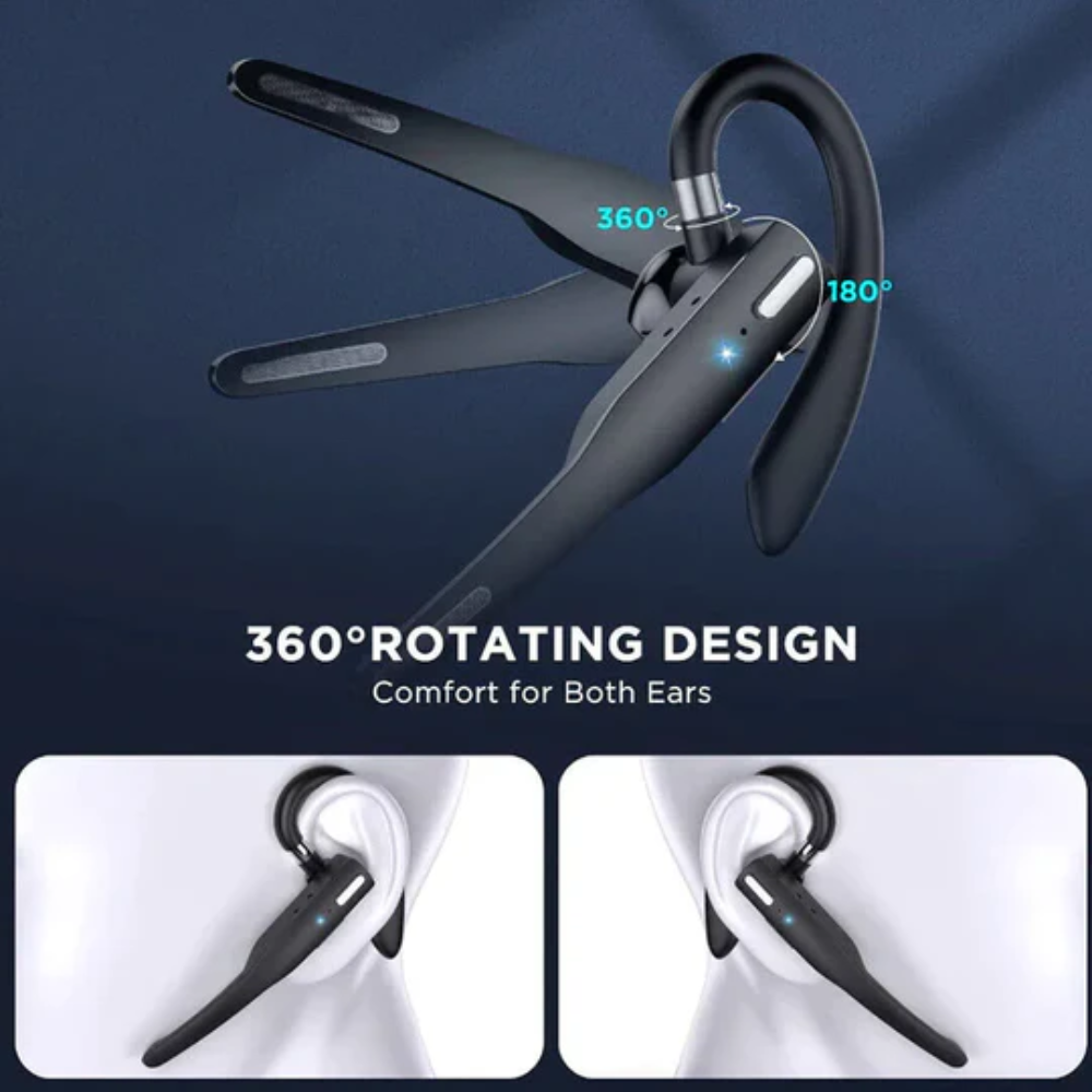 Bluetooth 5.1 Wireless Headset for Truckers with Dual Mic & Hands-free Calling