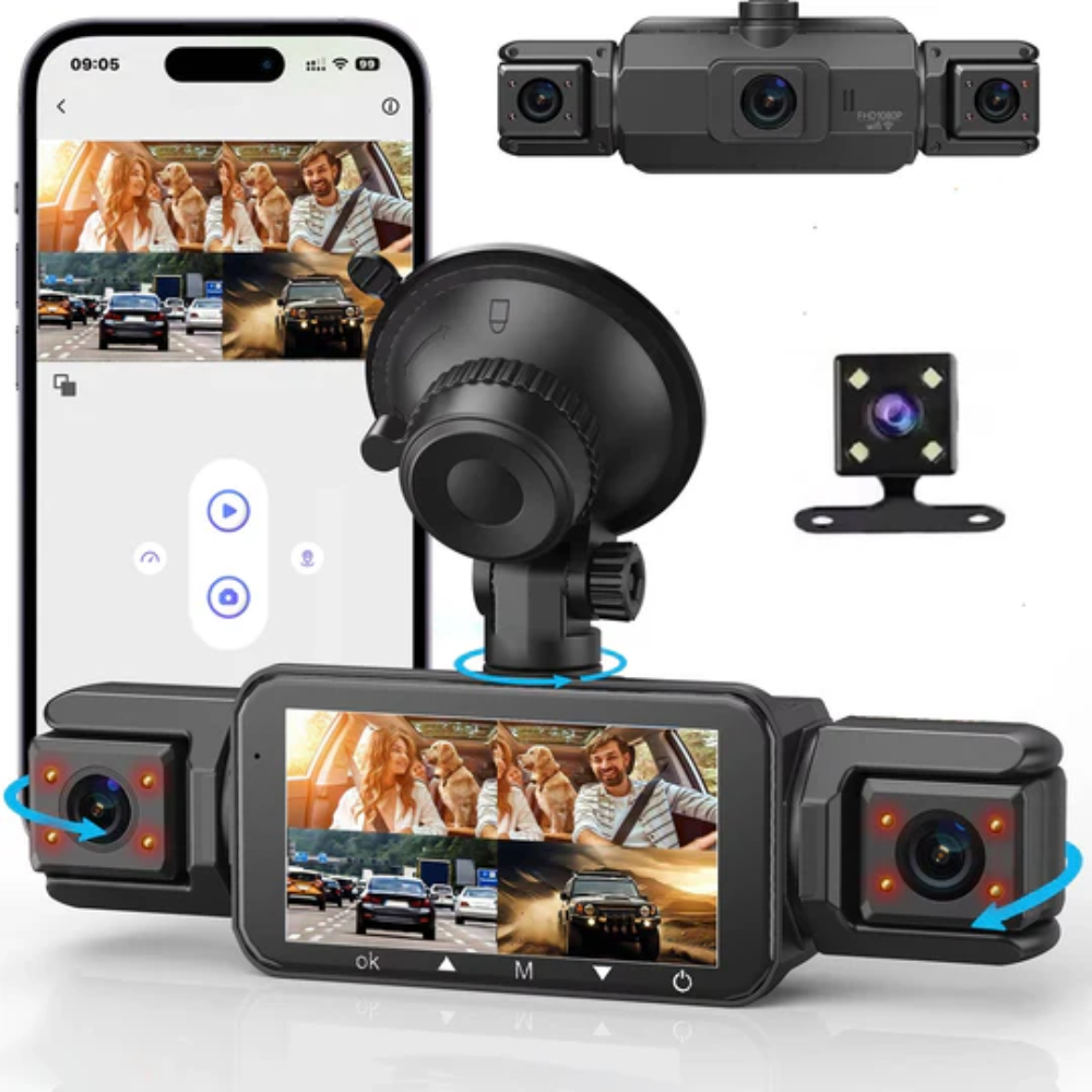 Dual Wireless Dash Camera with Night Vision and Front/Rear Recording