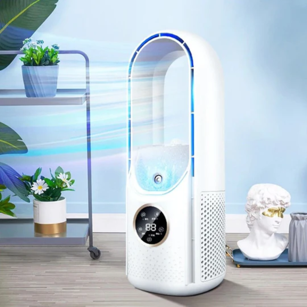 Bladeless Air Cooler Fan with LED Screen for Home and Office Use